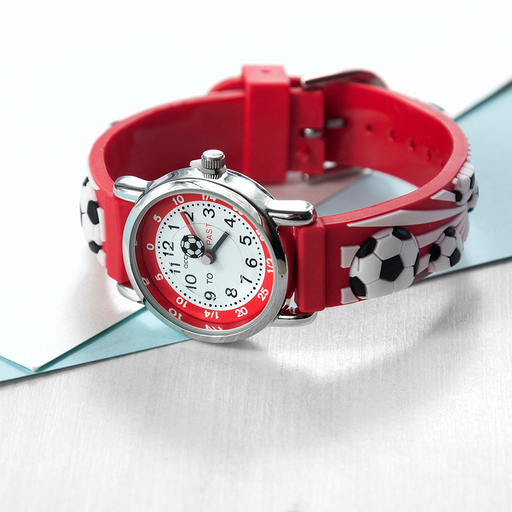 Kids Personalised Red Football Watch - treat-republic
