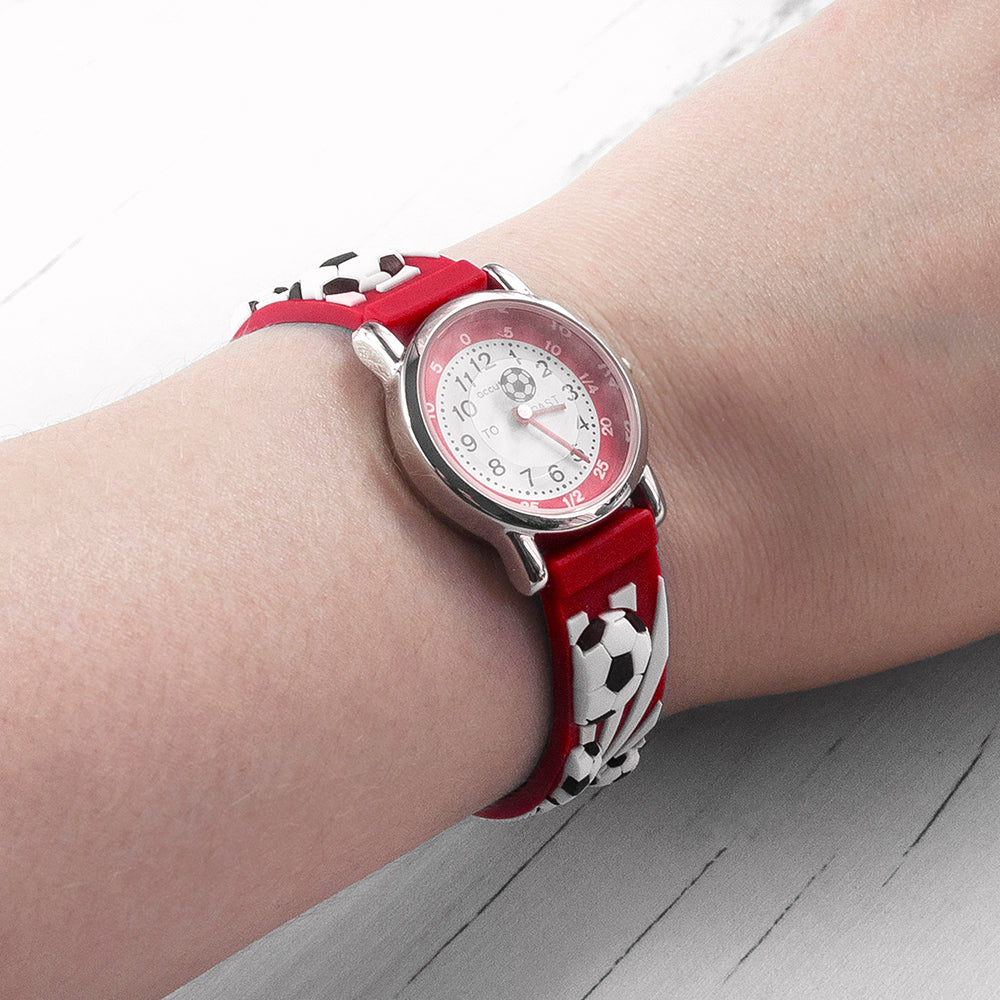 Kids Personalised Red Football Watch - treat-republic