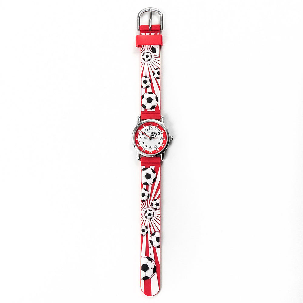Kids Personalised Red Football Watch - treat-republic