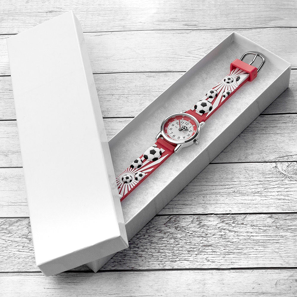 Kids Personalised Red Football Watch - treat-republic