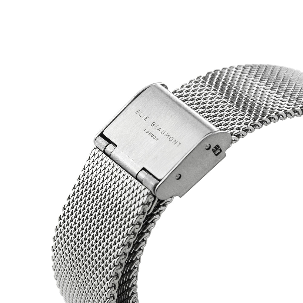 Elie Beaumont Personalised Ladies Silver Metallic Square Watch - treat-republic