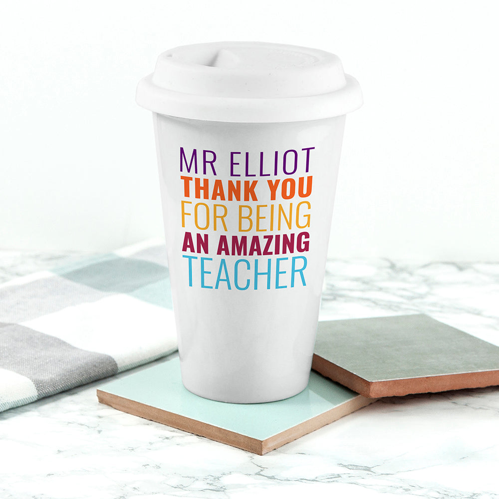 Personalised Amazing Teacher Travel Mug - treat-republic