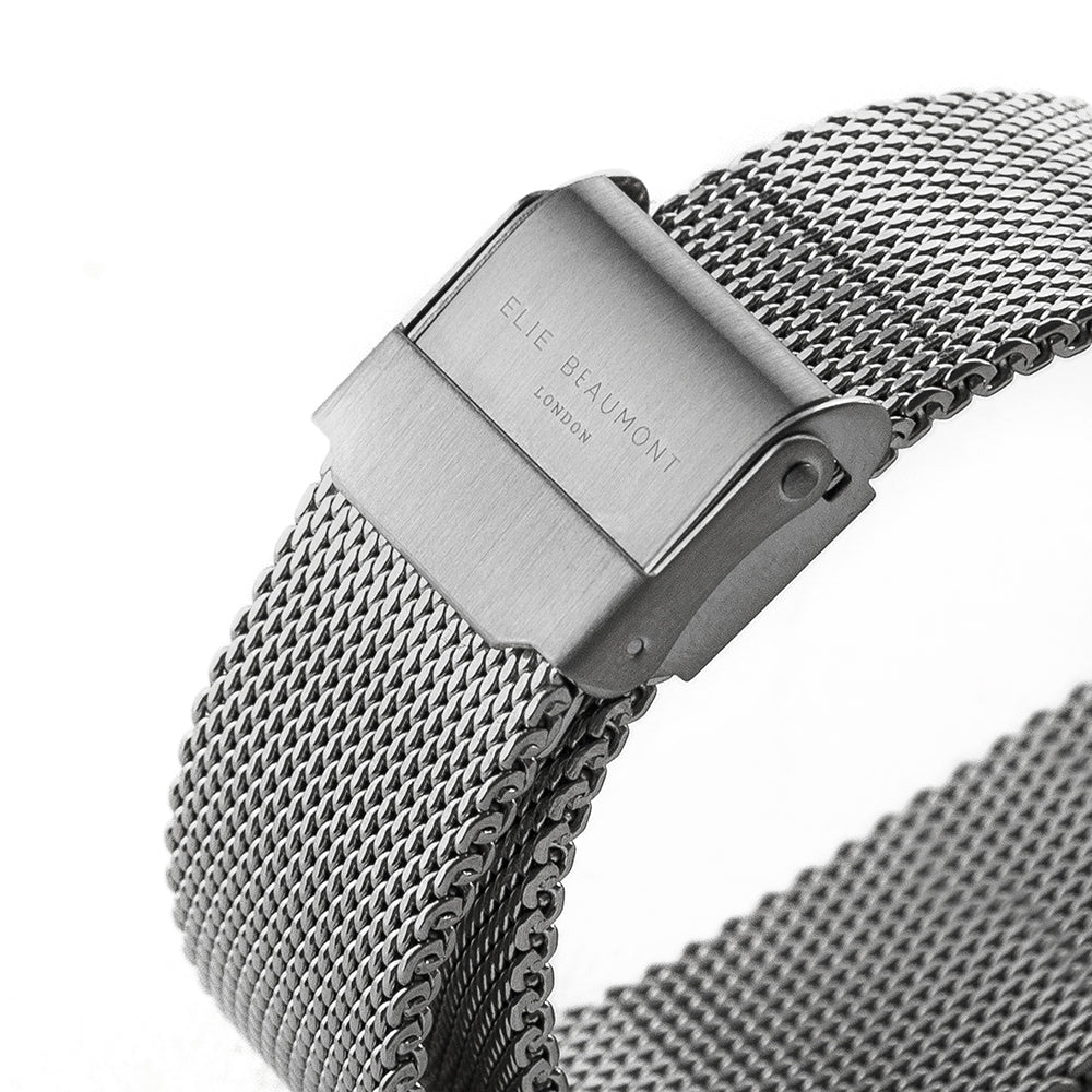 Elie Beaumont Personalised Ladies Metallic Mesh Strap Watch With Rose Gold Dial - treat-republic