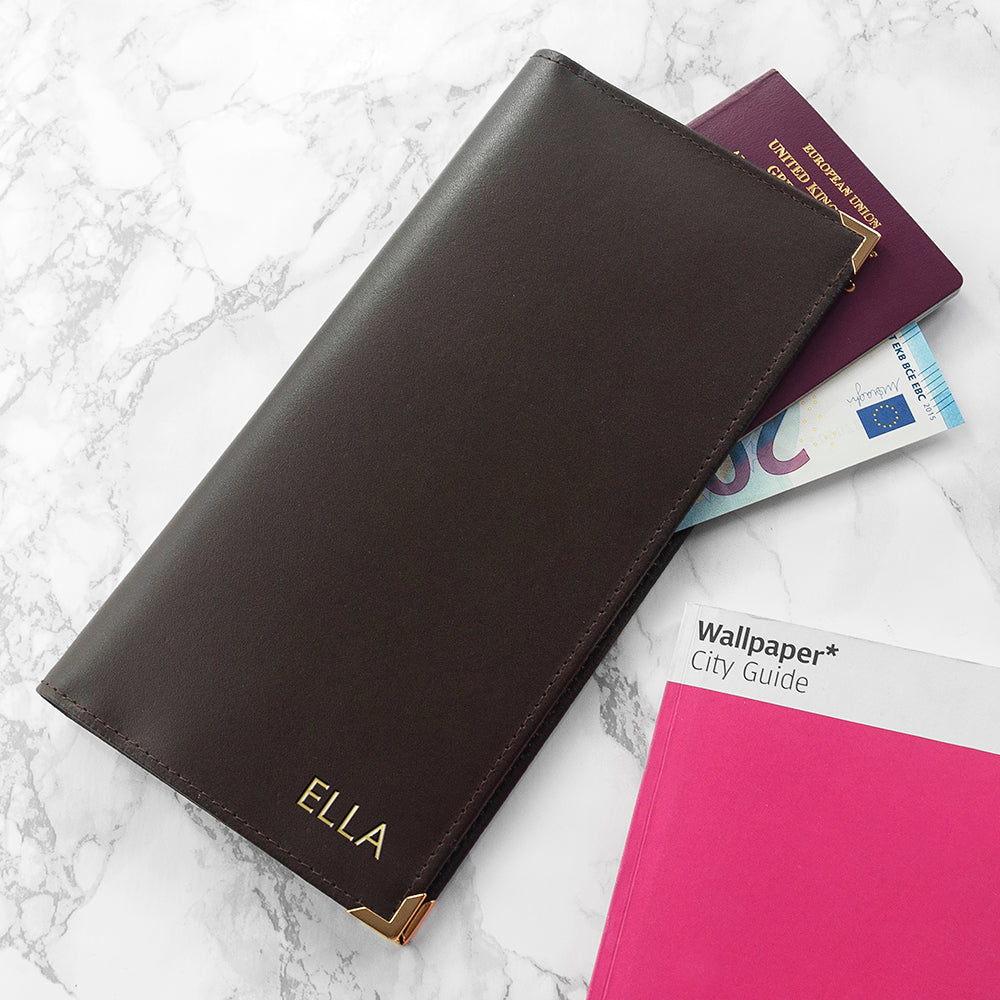 Personalised Luxury Leather Travel Wallet - treat-republic