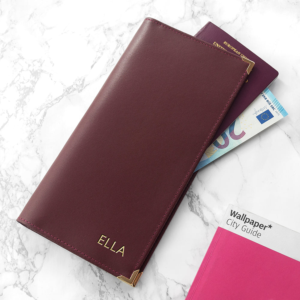 Personalised Luxury Leather Travel Wallet - treat-republic