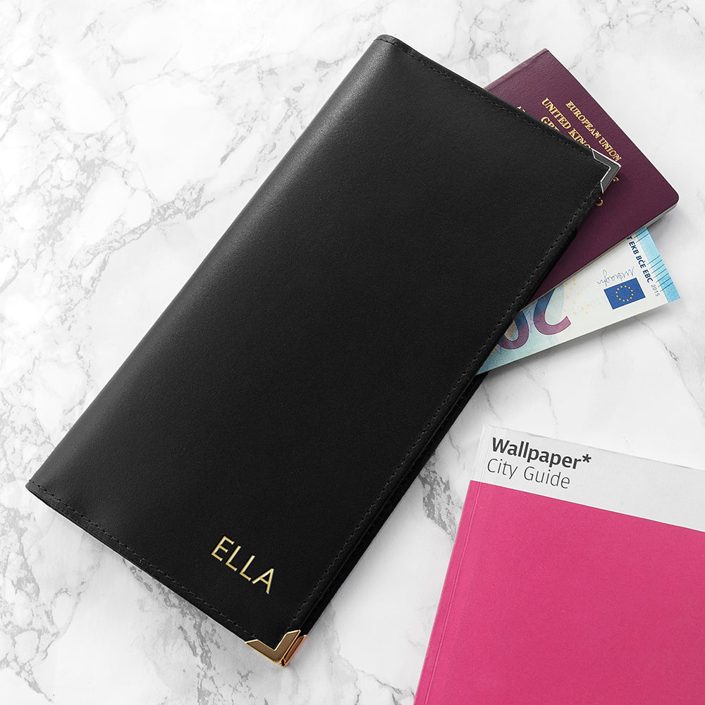 Personalised Luxury Leather Travel Wallet - treat-republic