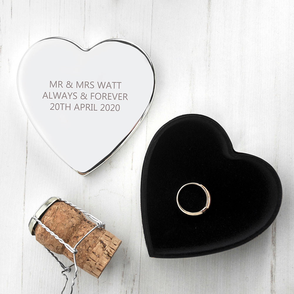 Personalised Classic Silver Heart Trinket Box - treat-republic