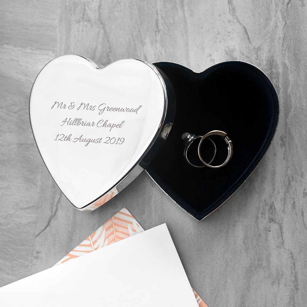 Personalised Classic Silver Heart Trinket Box - treat-republic