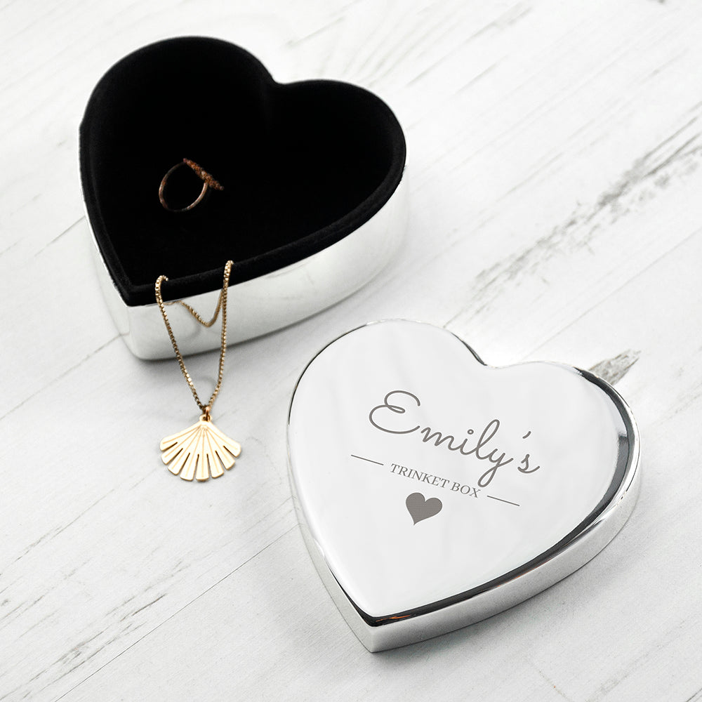 Personalised Contemporary Silver Heart Trinket Box - treat-republic