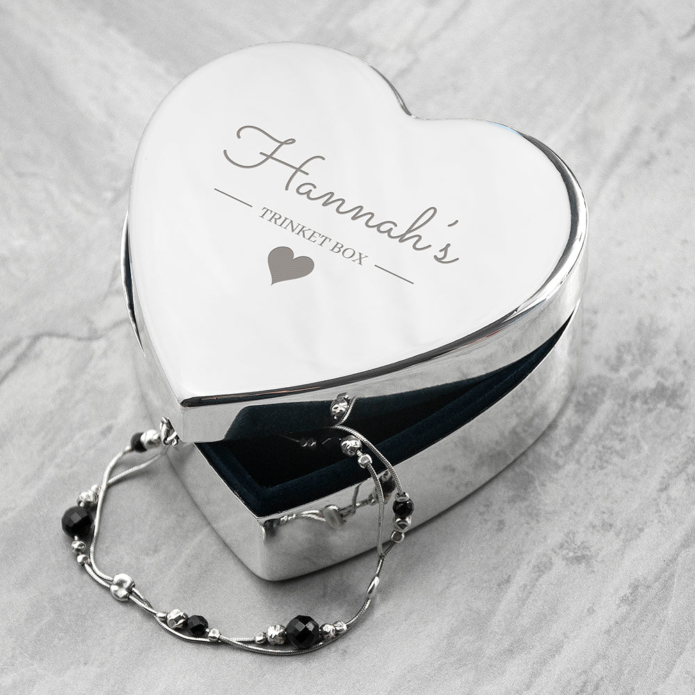 Personalised Contemporary Silver Heart Trinket Box - treat-republic