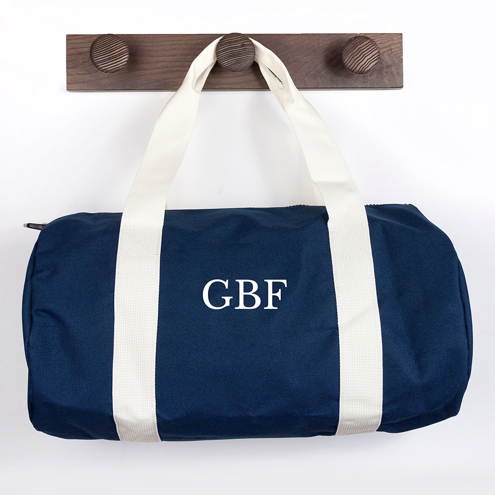 Monogrammed Barrel Gym Bag in Navy - treat-republic