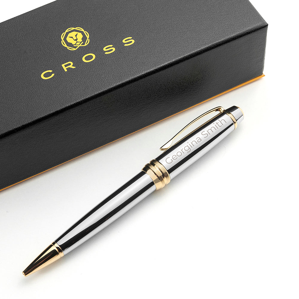 Personalised Cross Silver Gold Medallist Pen - treat-republic