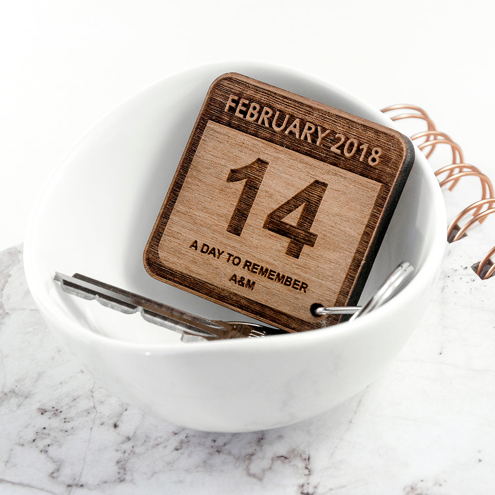 Personalised Special Calendar Day Square Keyring - treat-republic