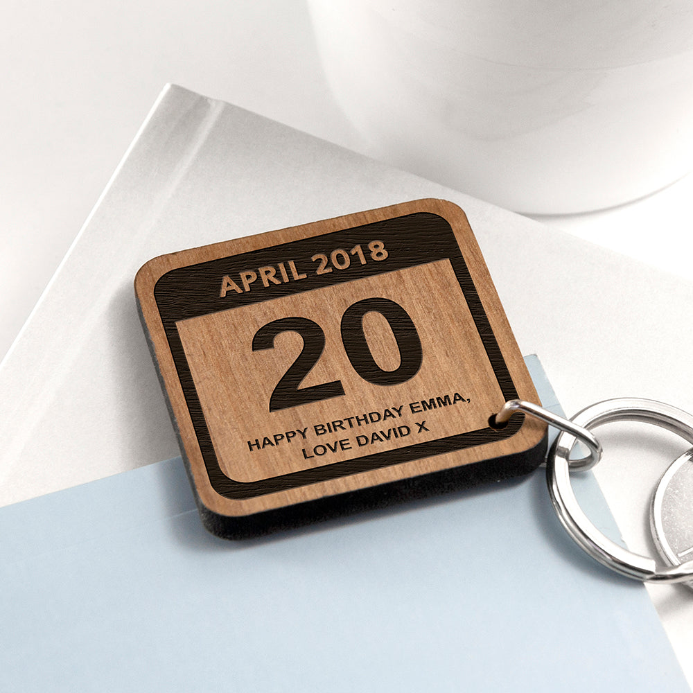 Personalised Special Calendar Day Square Keyring - treat-republic