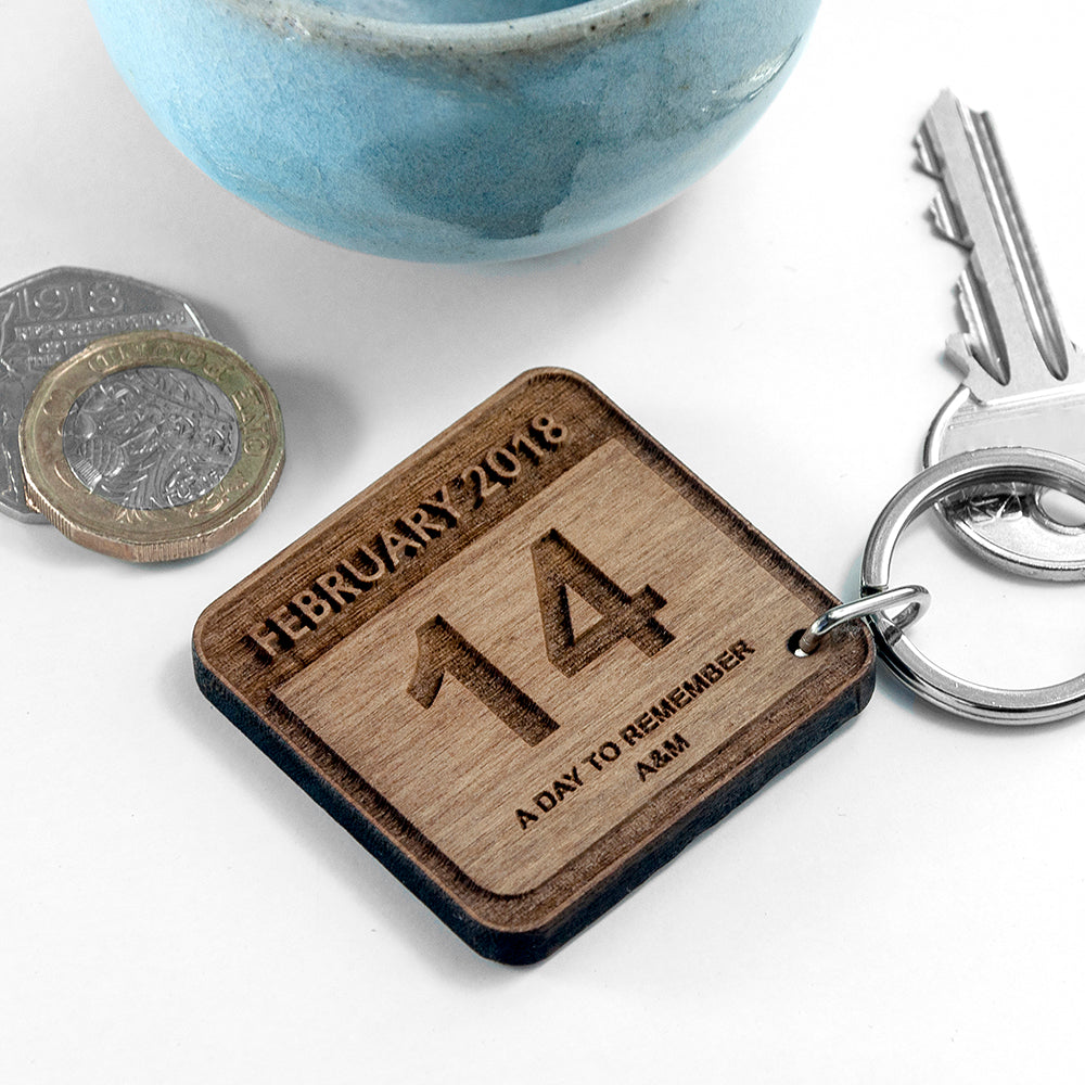 Personalised Special Calendar Day Square Keyring - treat-republic