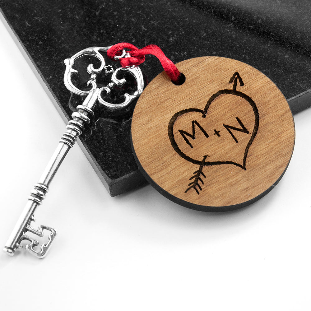 Personalised Couple's Carved Heart Initials Keepsake - treat-republic