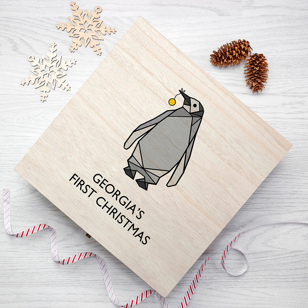 Personalised Baby Penguin First Christmas Box - treat-republic