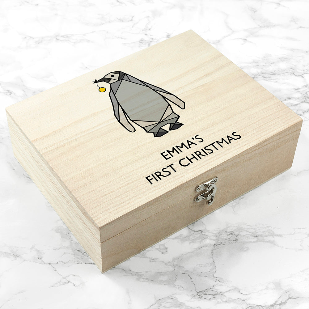 Personalised Baby Penguin First Christmas Box - treat-republic