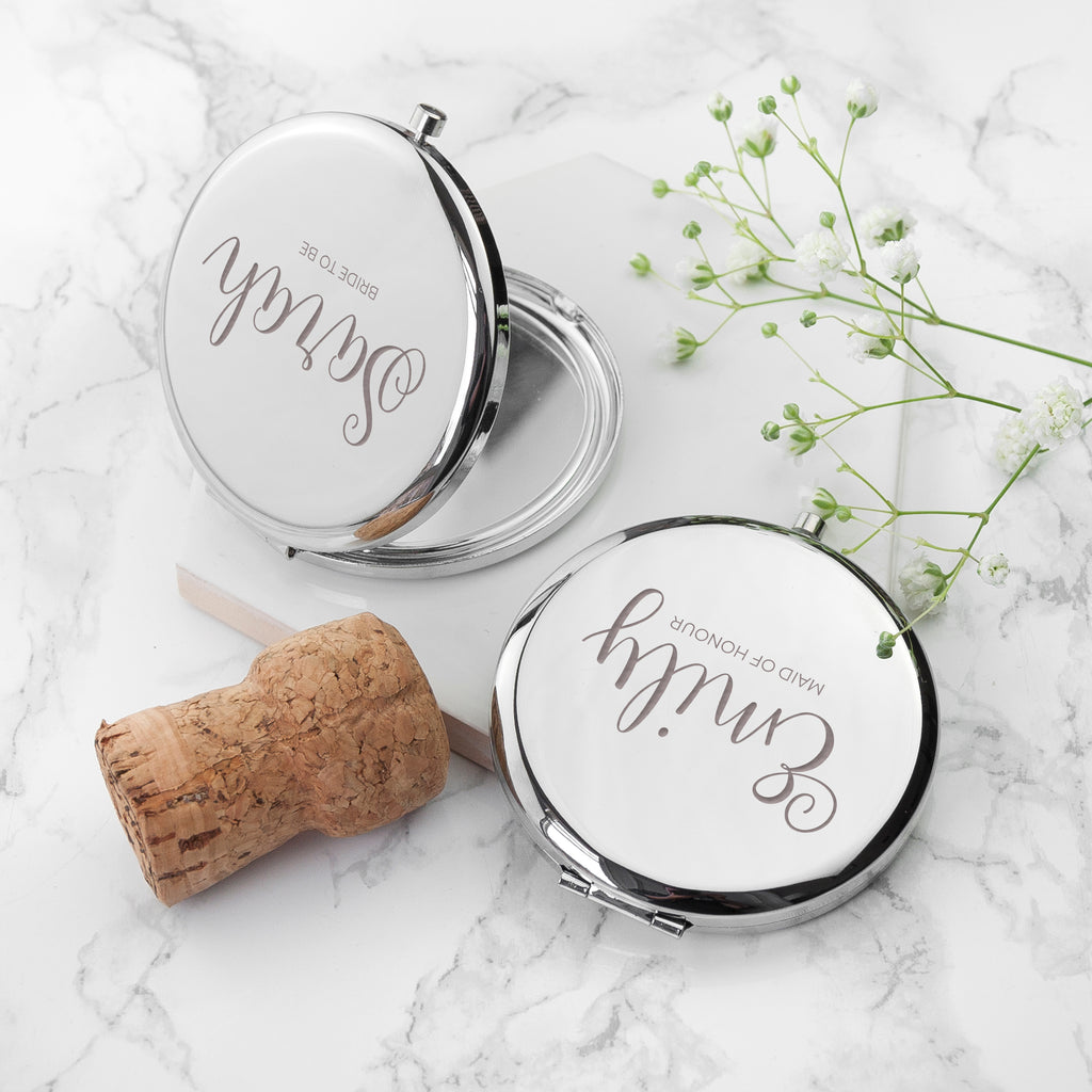 Personalised Round Silver Compact Mirror - treat-republic