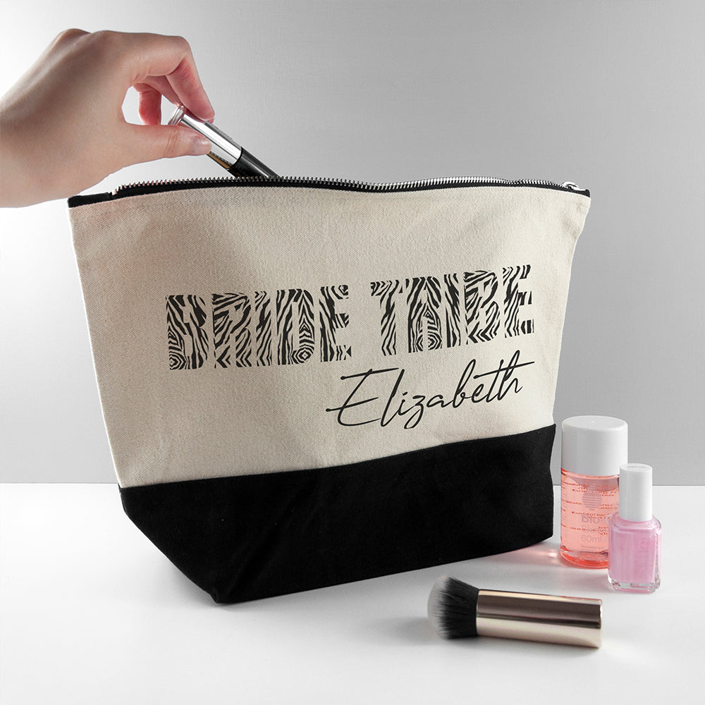 Personalised Bride Tribe Animal Print Makeup Bag - treat-republic