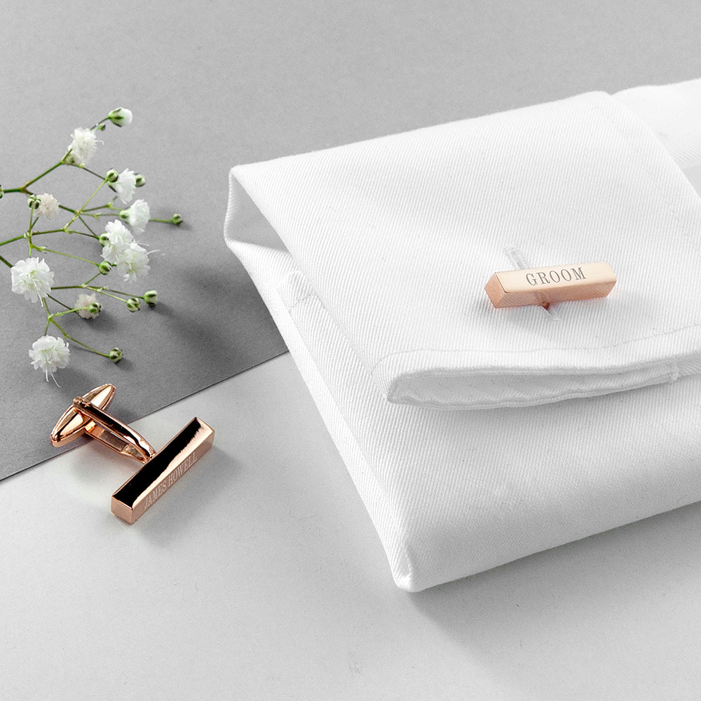 Personalised Bar Cufflinks for Weddings - treat-republic