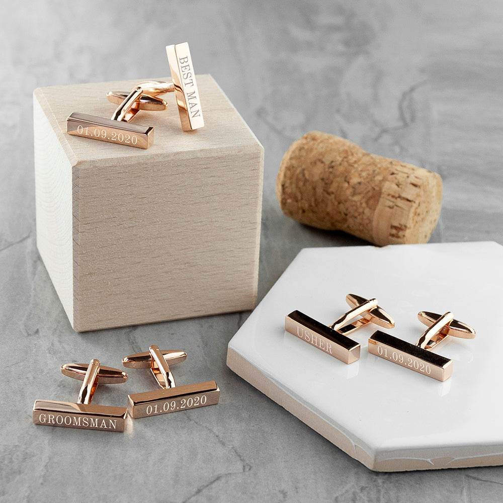 Personalised Bar Cufflinks for Weddings - treat-republic
