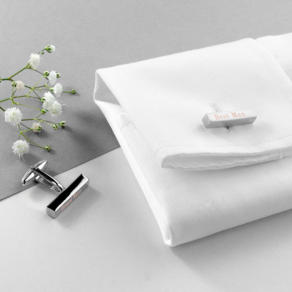 Personalised Bar Cufflinks for Weddings - treat-republic