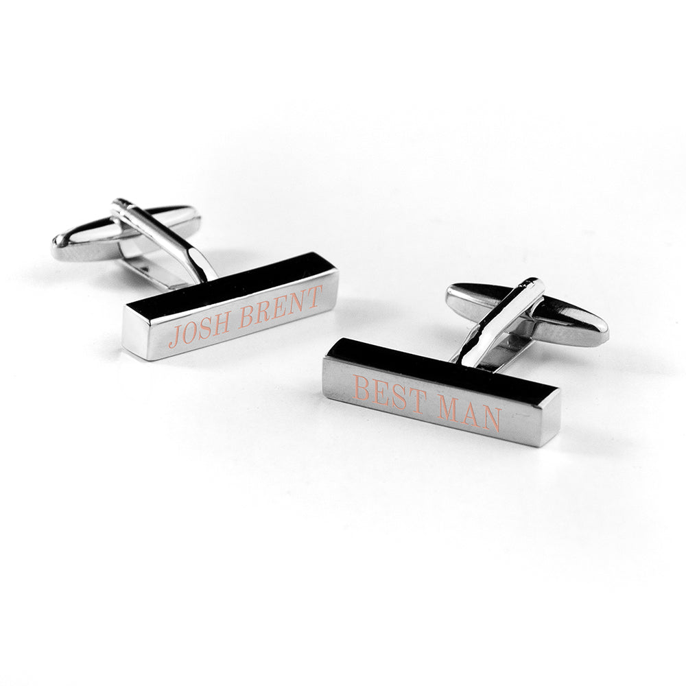 Personalised Bar Cufflinks for Weddings - treat-republic