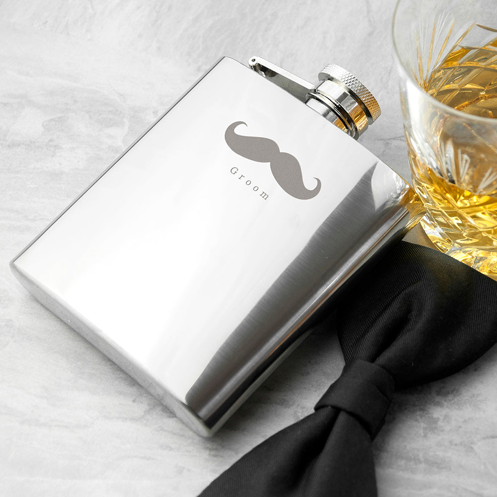 Moustache 6oz Hip Flask - treat-republic