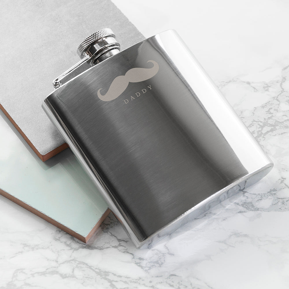 Moustache 6oz Hip Flask - treat-republic