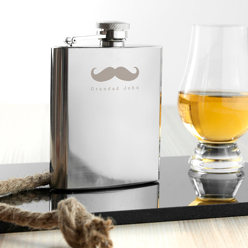 Moustache 6oz Hip Flask - treat-republic