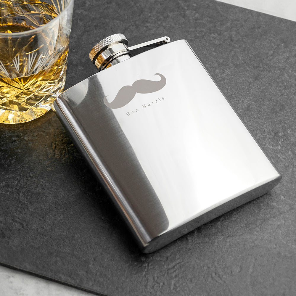 Moustache 6oz Hip Flask - treat-republic