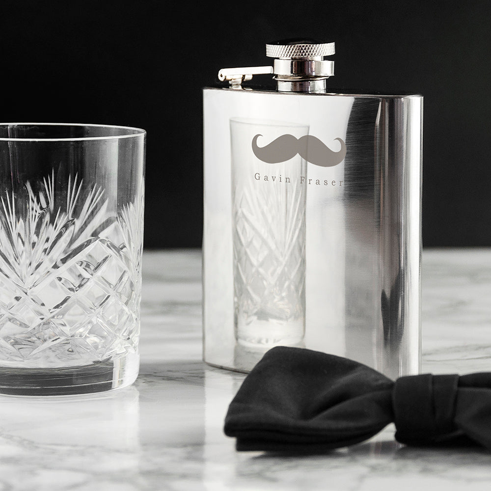 Moustache 6oz Hip Flask - treat-republic