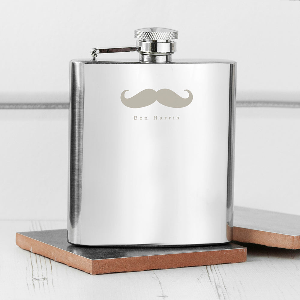 Moustache 6oz Hip Flask - treat-republic