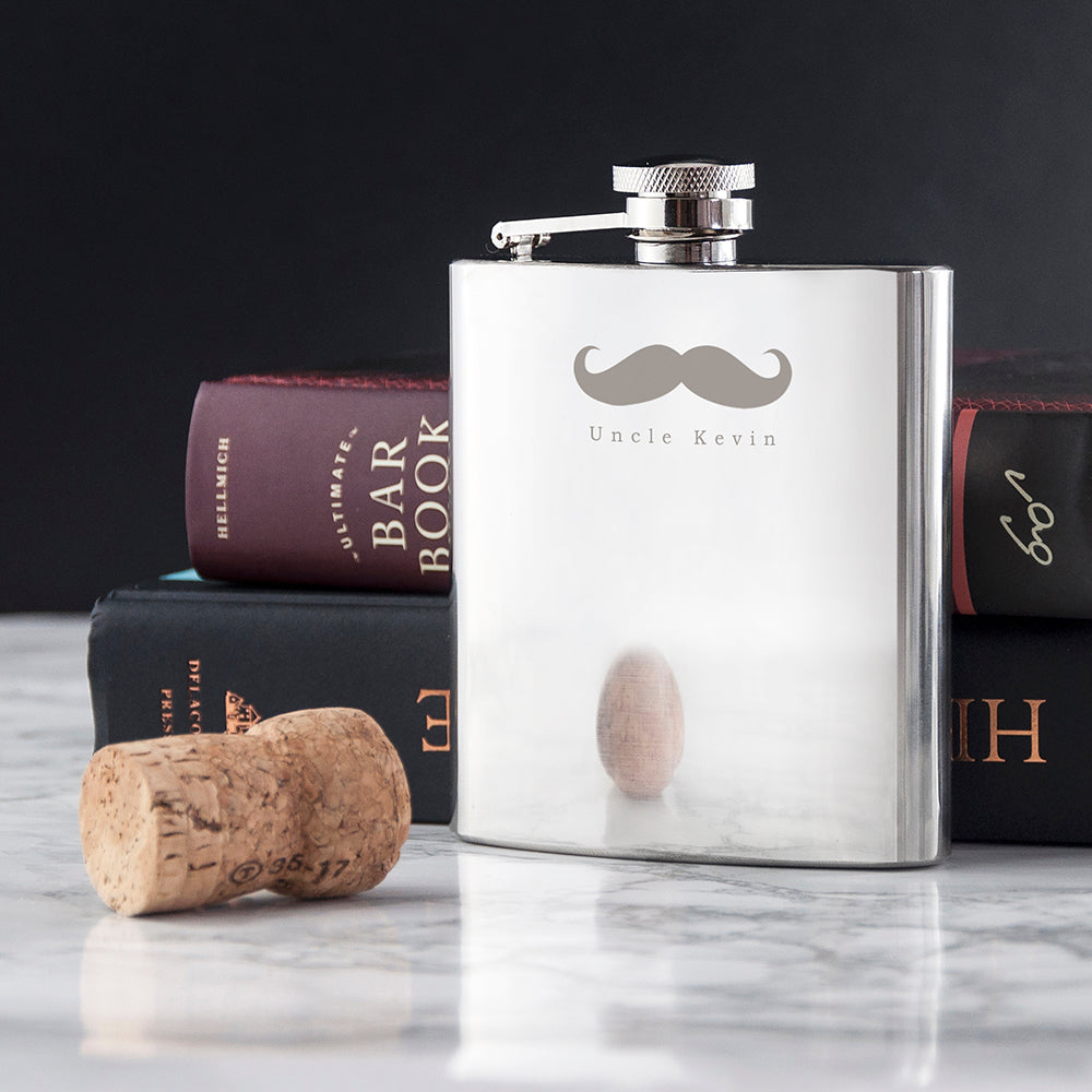 Moustache 6oz Hip Flask - treat-republic