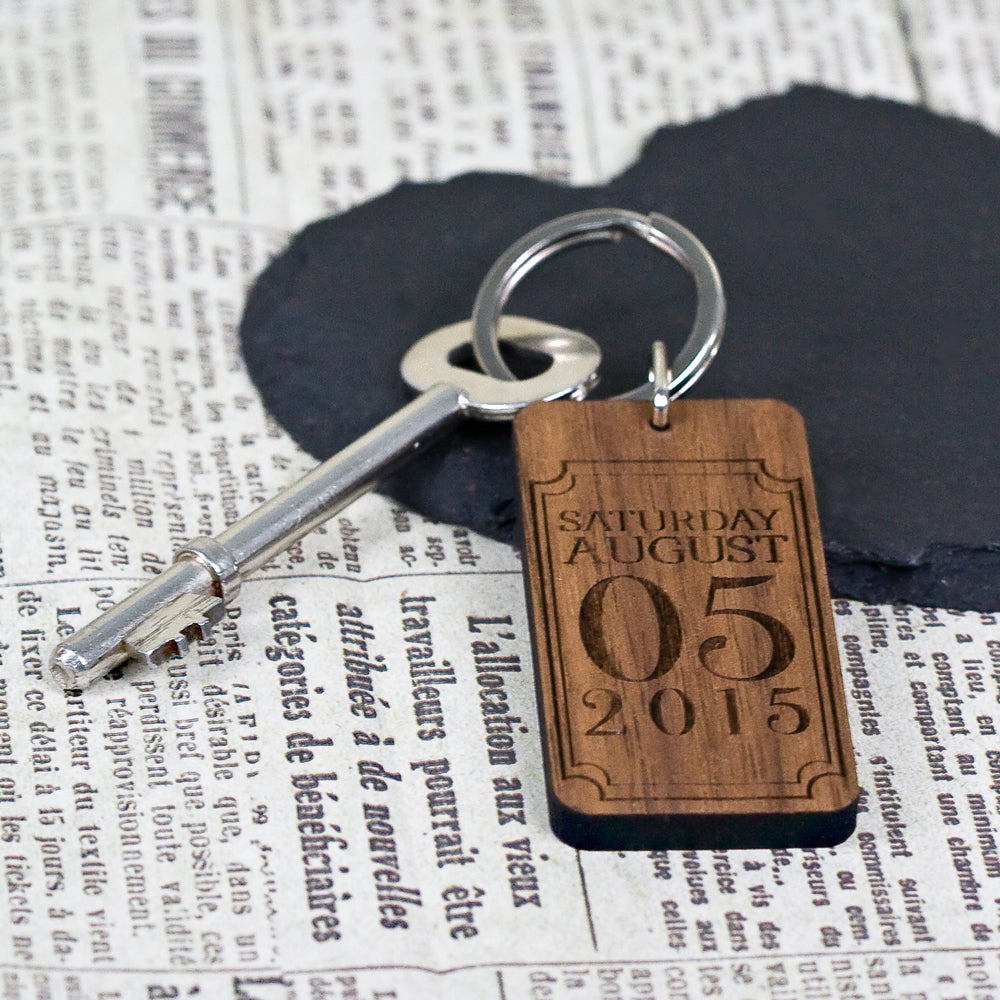 Custom Special Date Keyring - Rectangle Frame Design - treat-republic