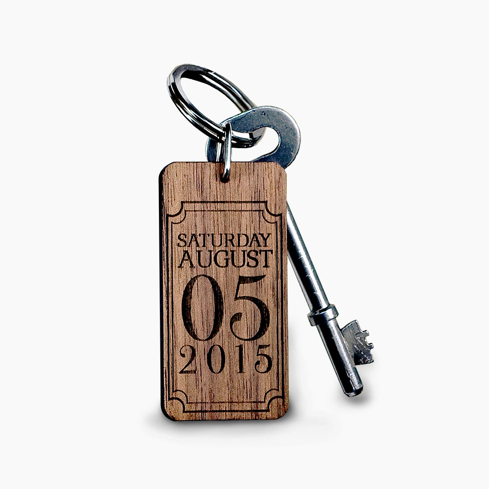 Custom Special Date Keyring - Rectangle Frame Design - treat-republic