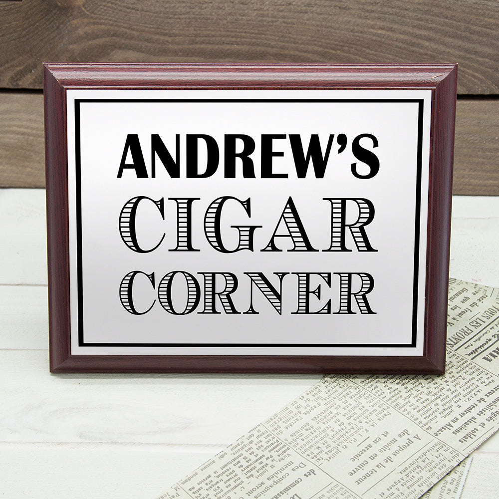 Personalised Art Deco Cigar Corner Plaque - treat-republic