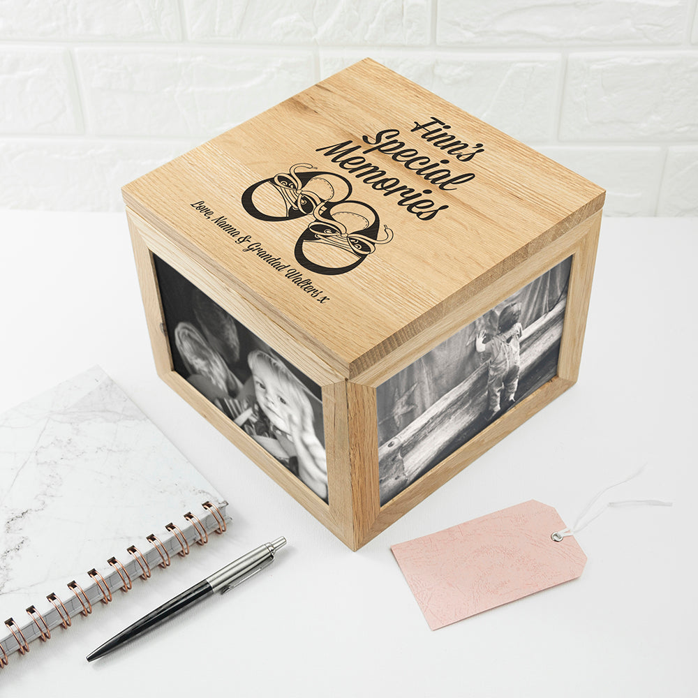 Baby Shoes Oak Photo Keepsake Box - treat-republic