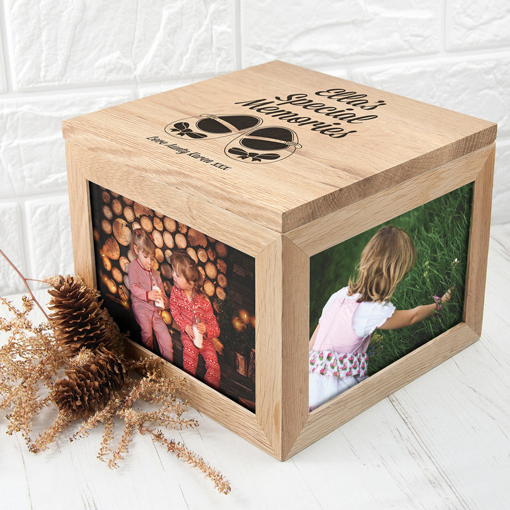 Baby Shoes Oak Photo Keepsake Box - treat-republic
