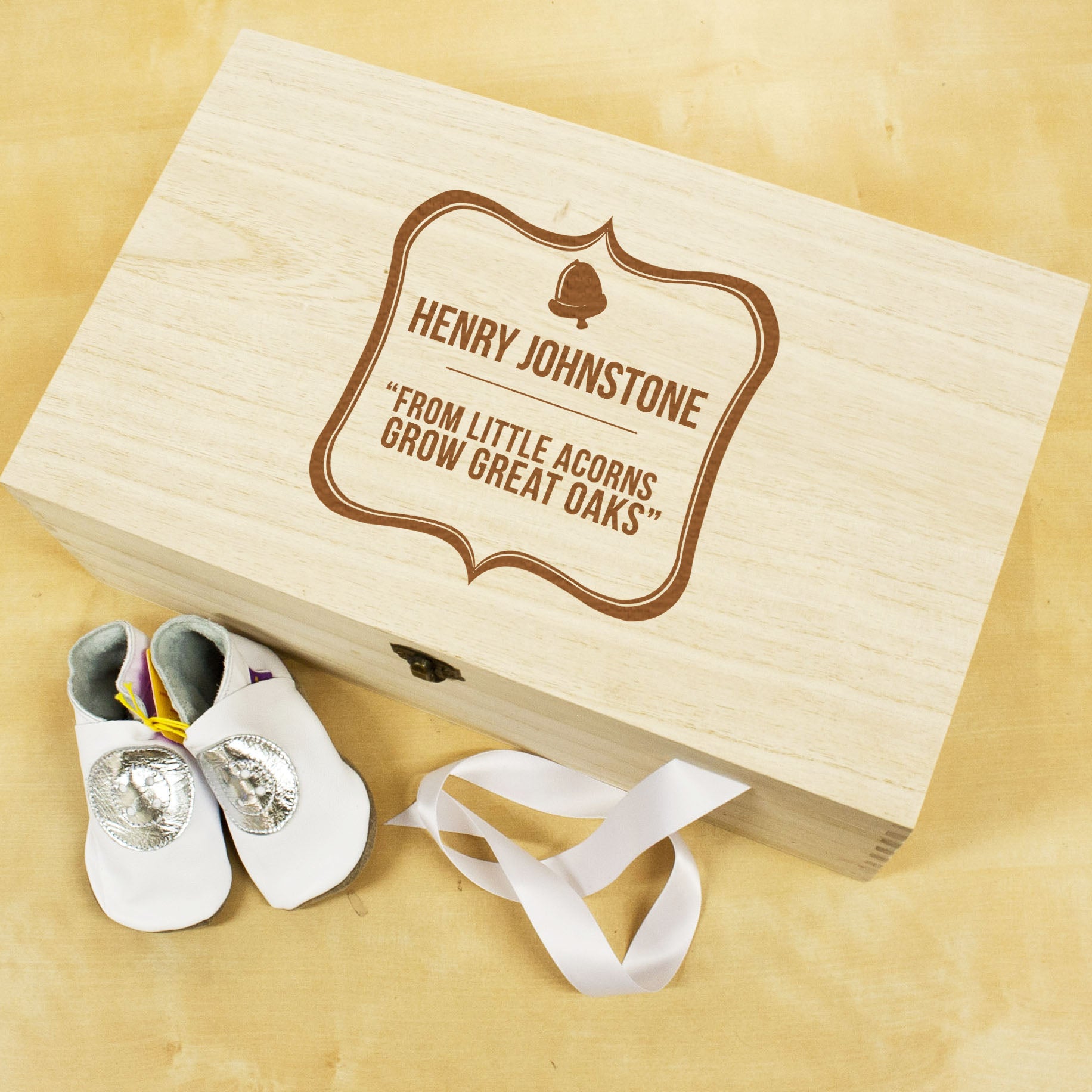 Personalised Baby Acorn Sentiment Keepsake Box - treat-republic