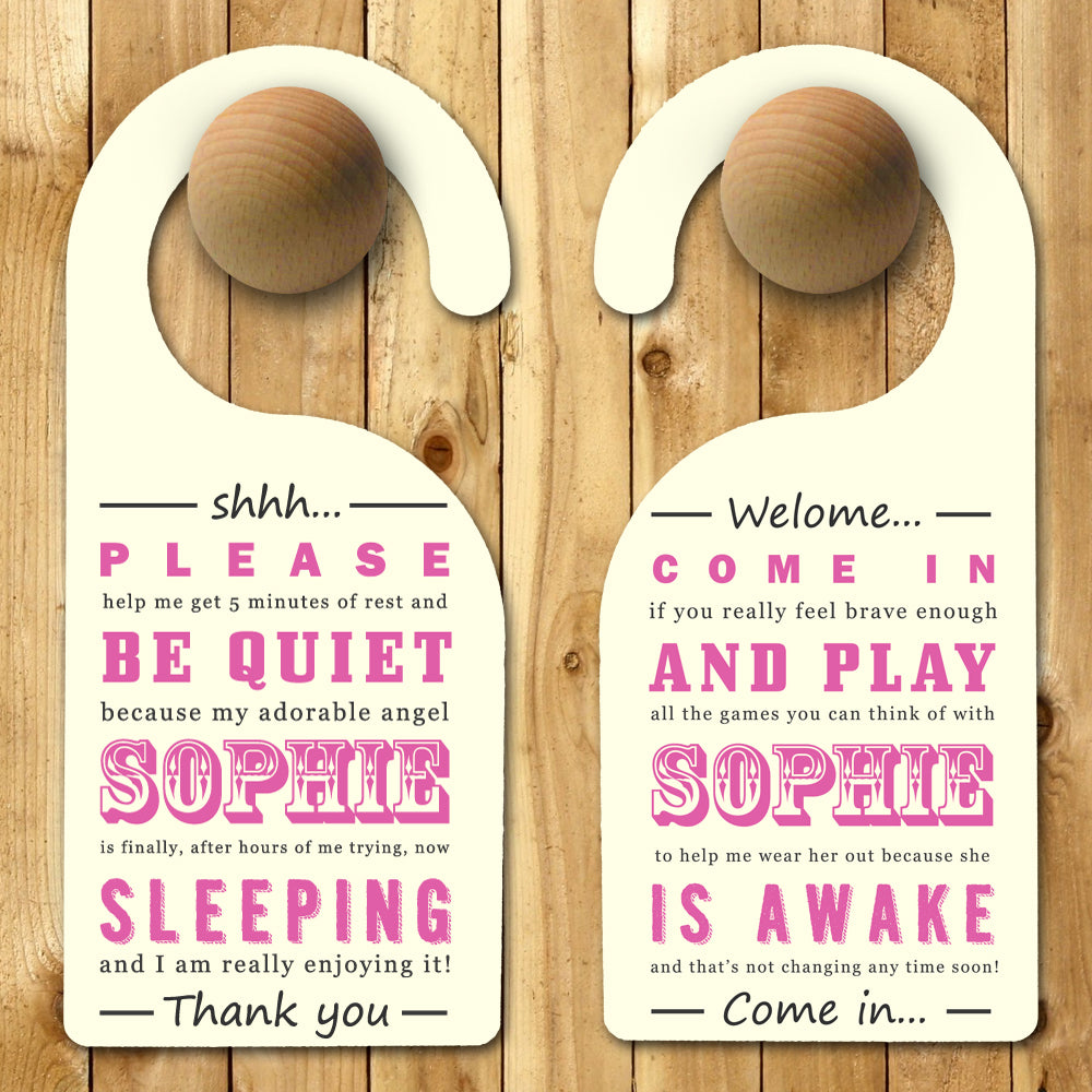 Personalised Baby Door Hanger in Pink - treat-republic