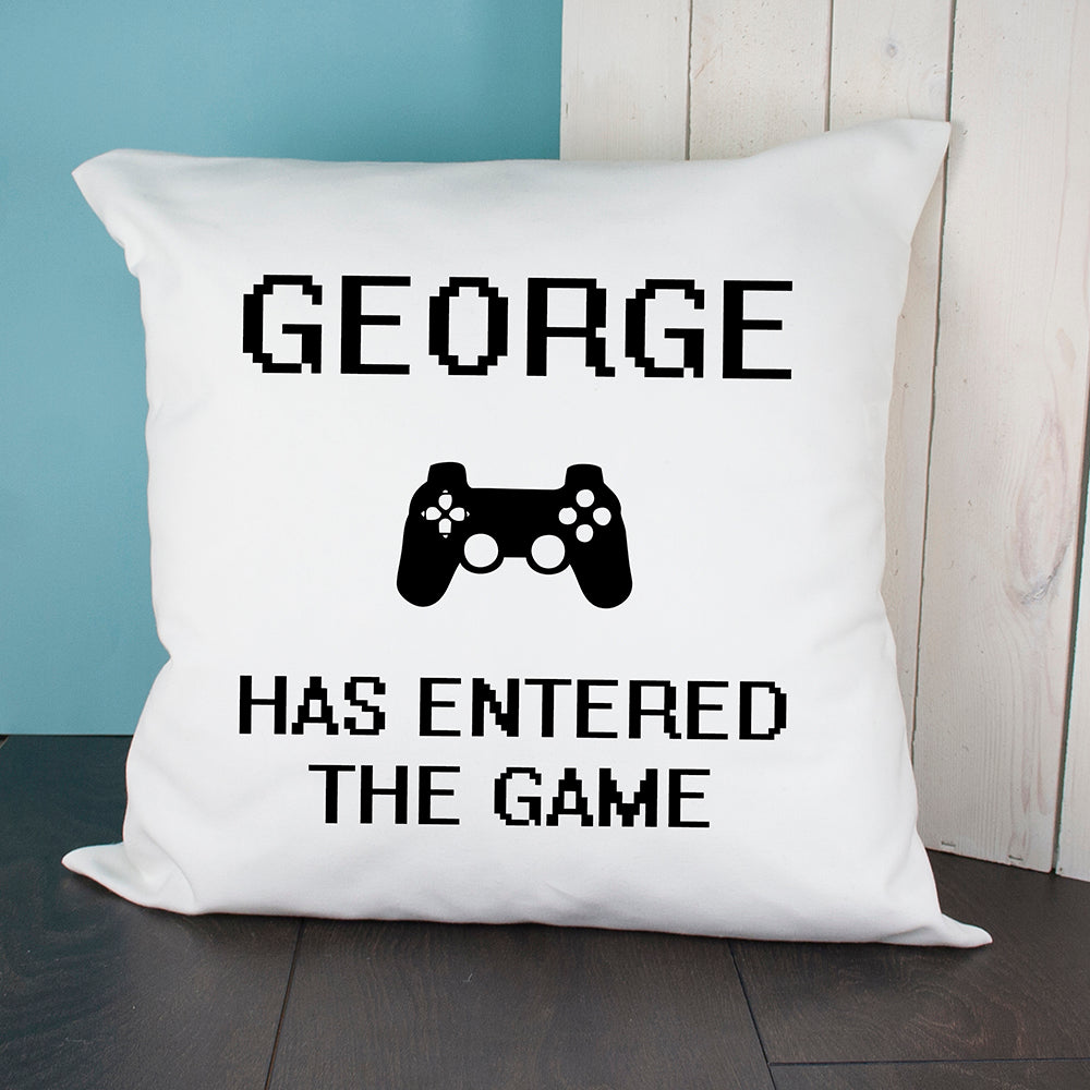 Personalised Baby Has Entered The Game Cushion Cover - treat-republic