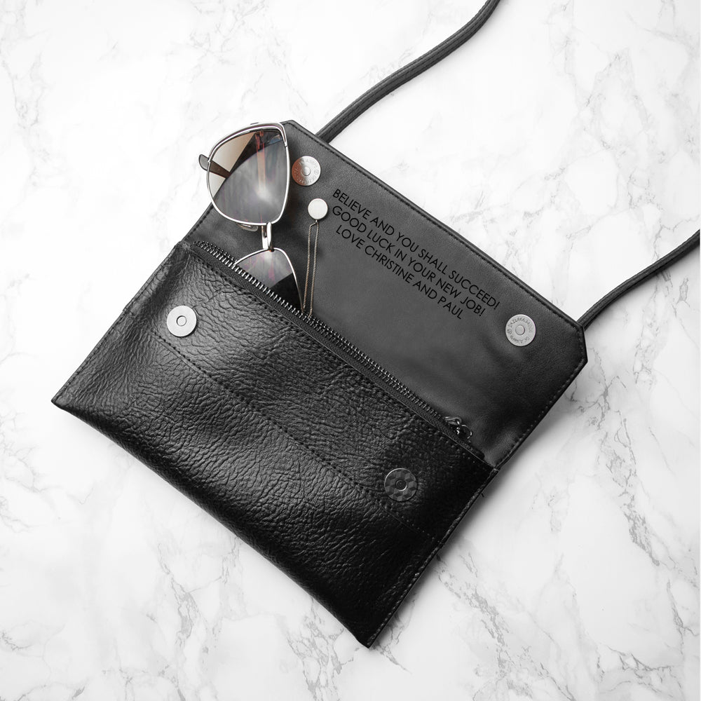 Personalised Black Leather Clutch Bag - treat-republic