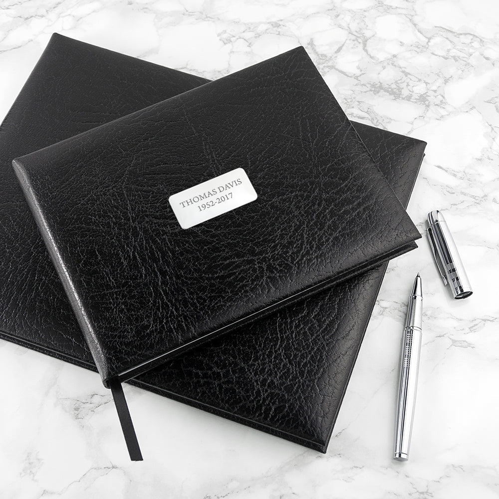 Personalised Black Leather Memoriam Book - treat-republic