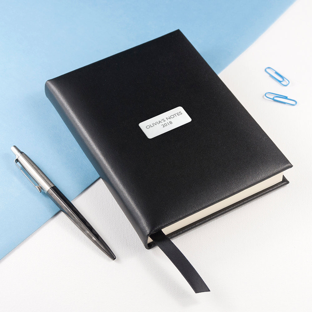 Personalised Black Leather Notebook - treat-republic