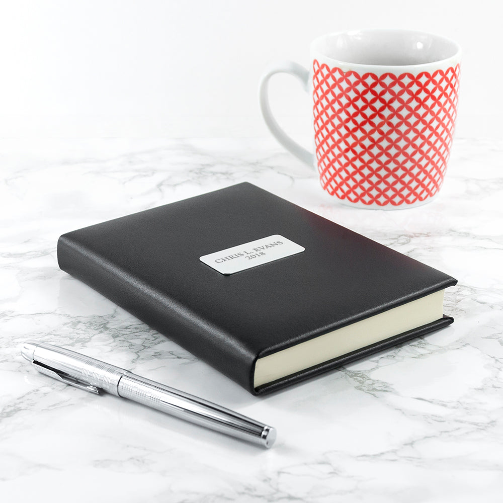 Personalised Black Leather Notebook - treat-republic