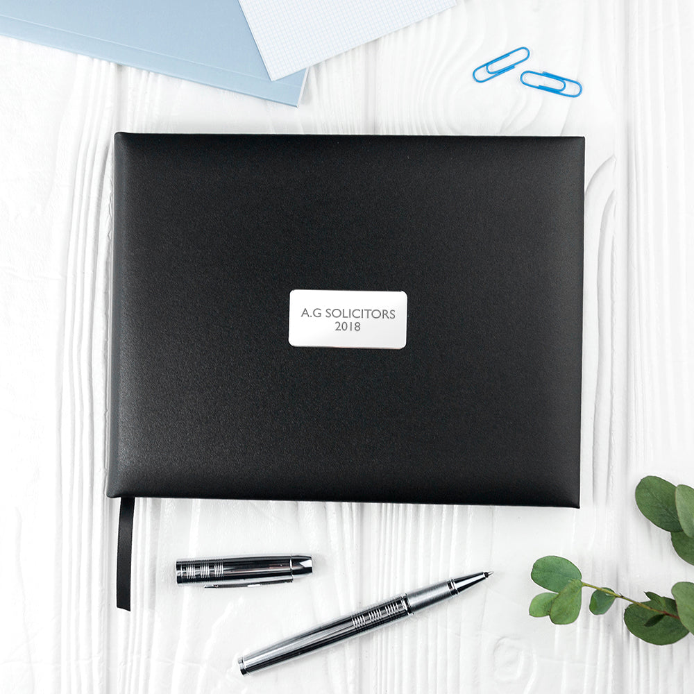 Personalised Black Leather Visitors Book - treat-republic