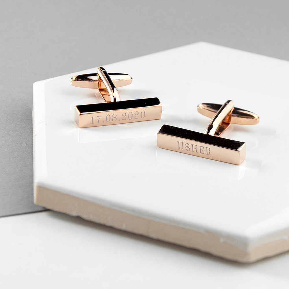 Personalised Bar Cufflinks for Weddings - treat-republic