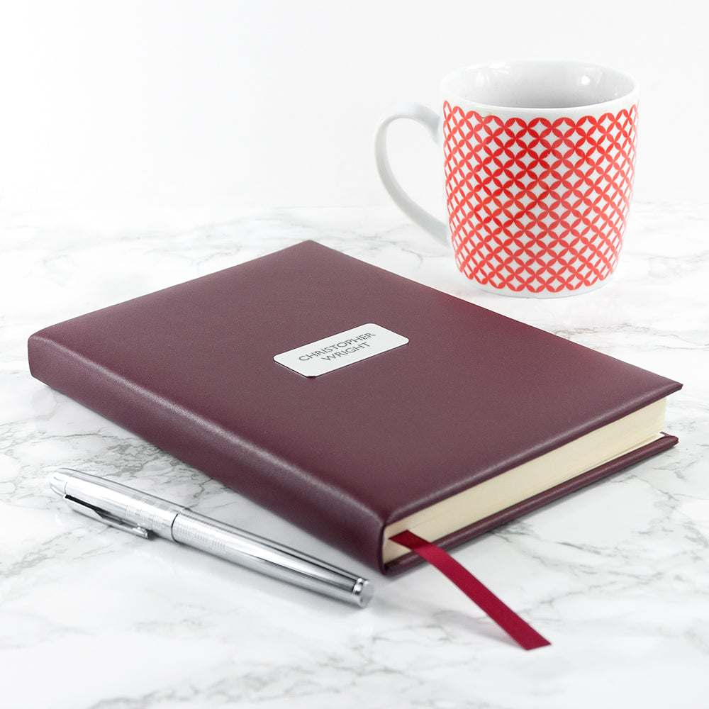 Personalised Burgundy Leather Notebook - treat-republic